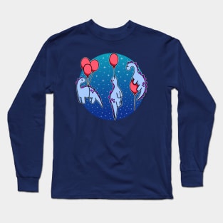 Dinosaurs Balloon Galaxy Long Sleeve T-Shirt